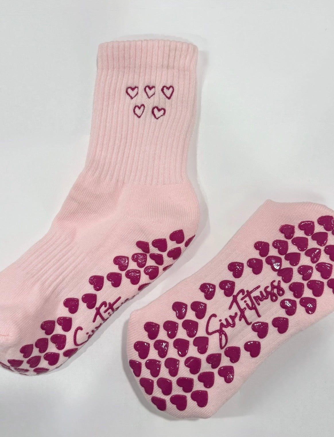 Pink Heart Grip Socks