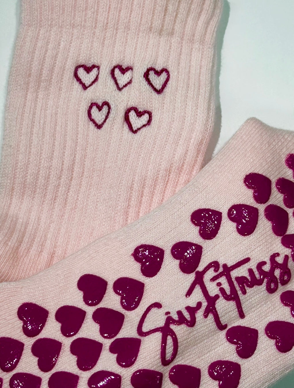 Pink Heart Grip Socks