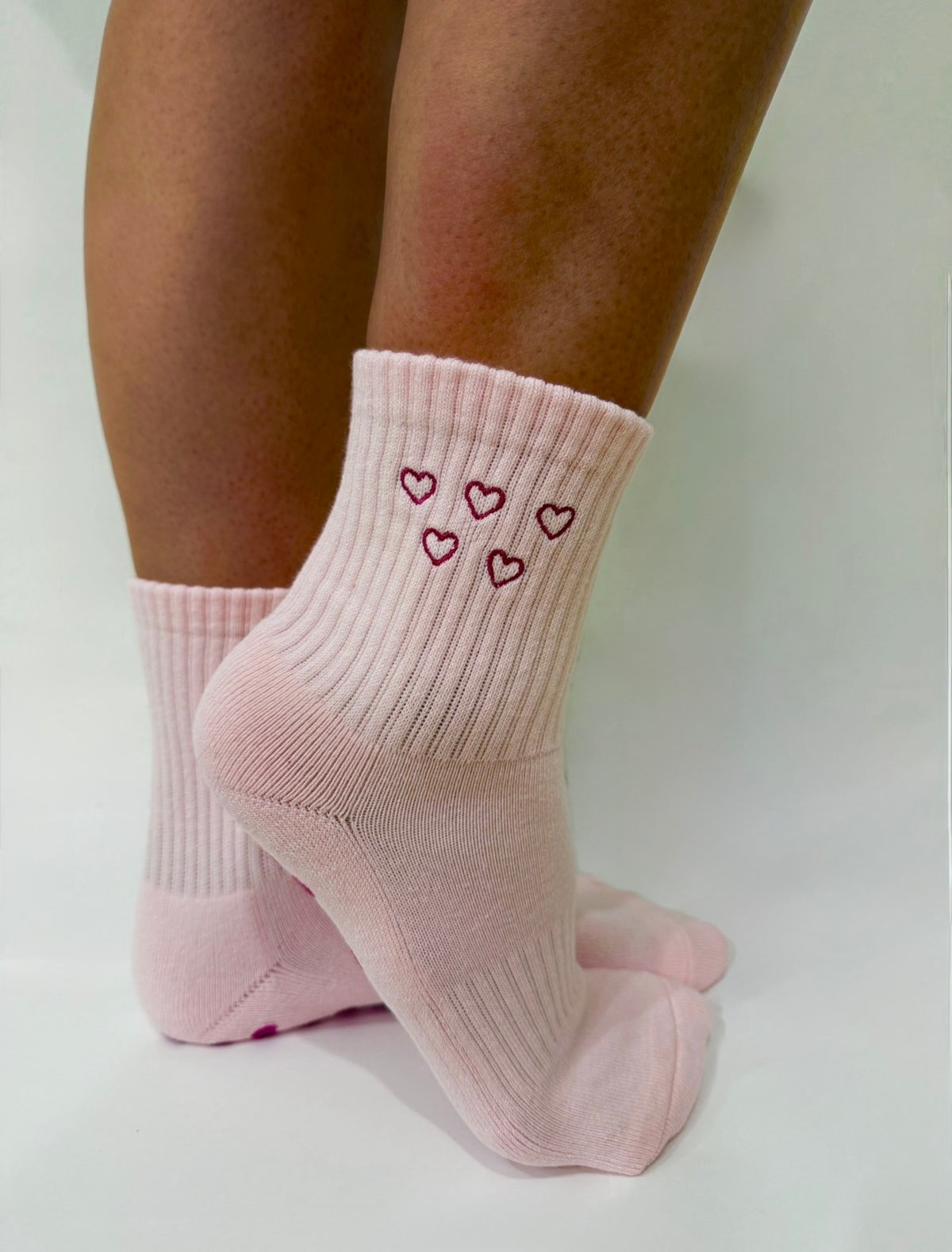Pink Heart Grip Socks